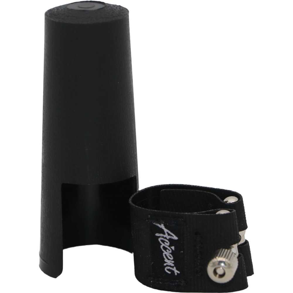 Black fabric Accent Clarinet ligature and vinyl mouthpiece cap